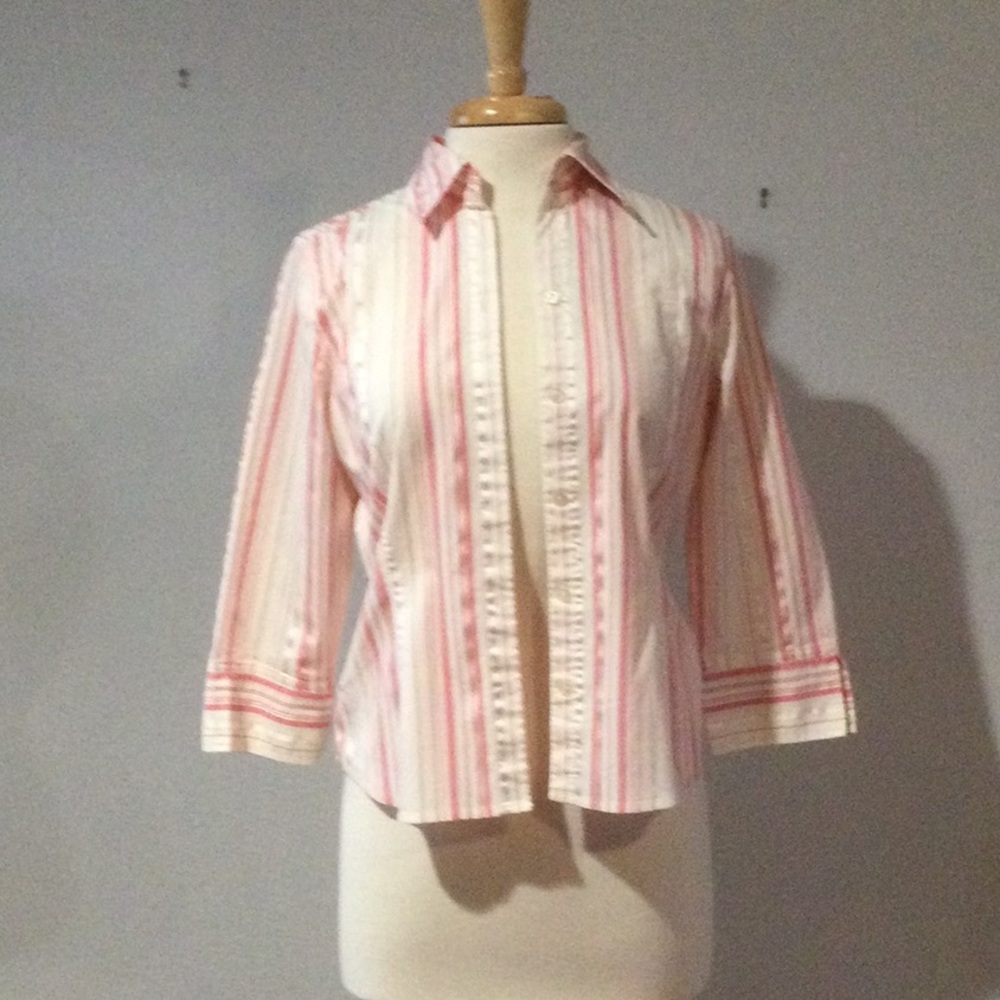 Apt 9 Button Front Collared Stripe Shirt Size Med… - image 3